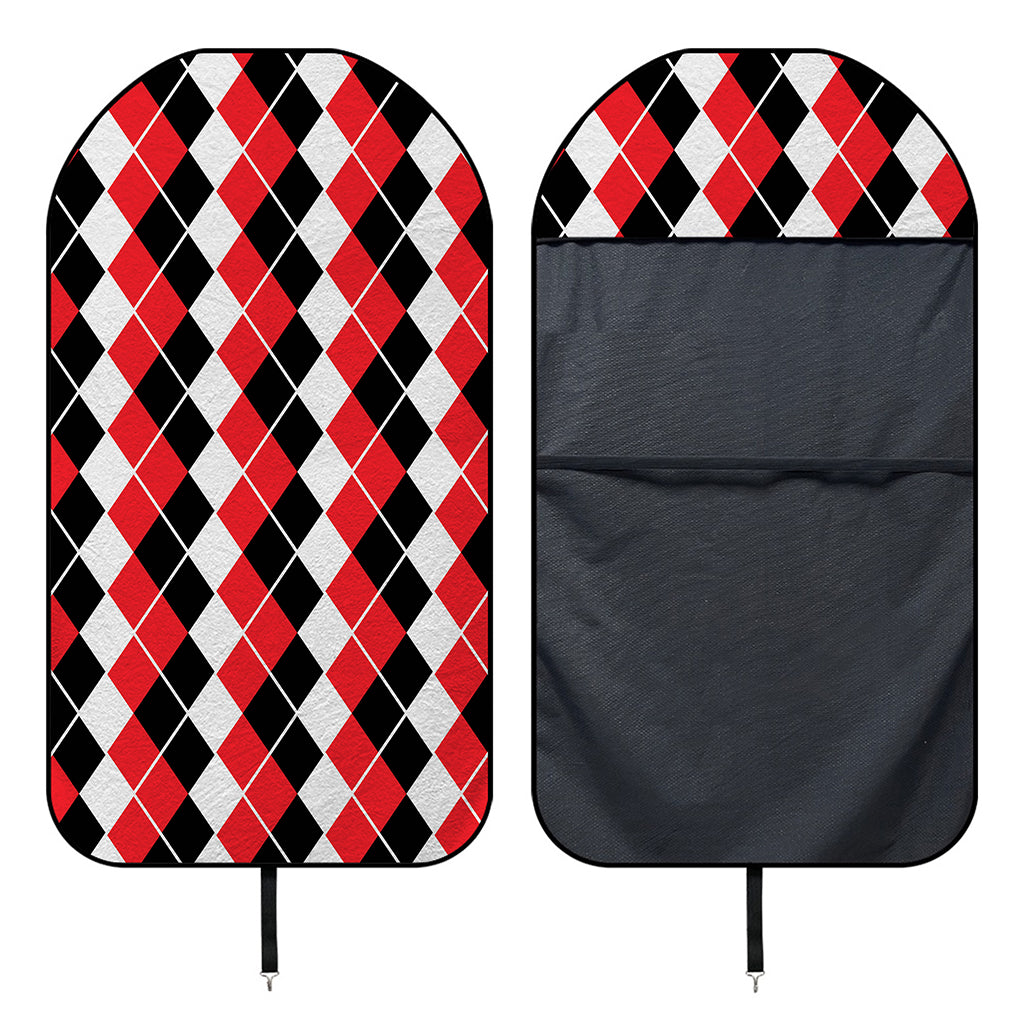 Red Black And White Argyle Print Waterproof Car Seat Cover