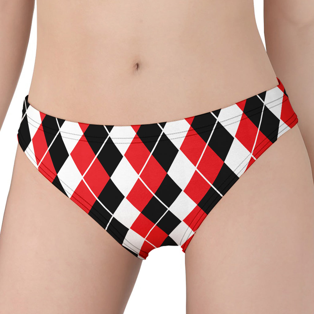 Red Black And White Argyle Print Women's Panties