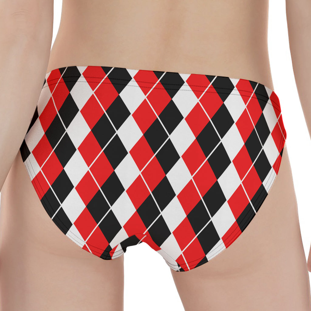 Red Black And White Argyle Print Women's Panties