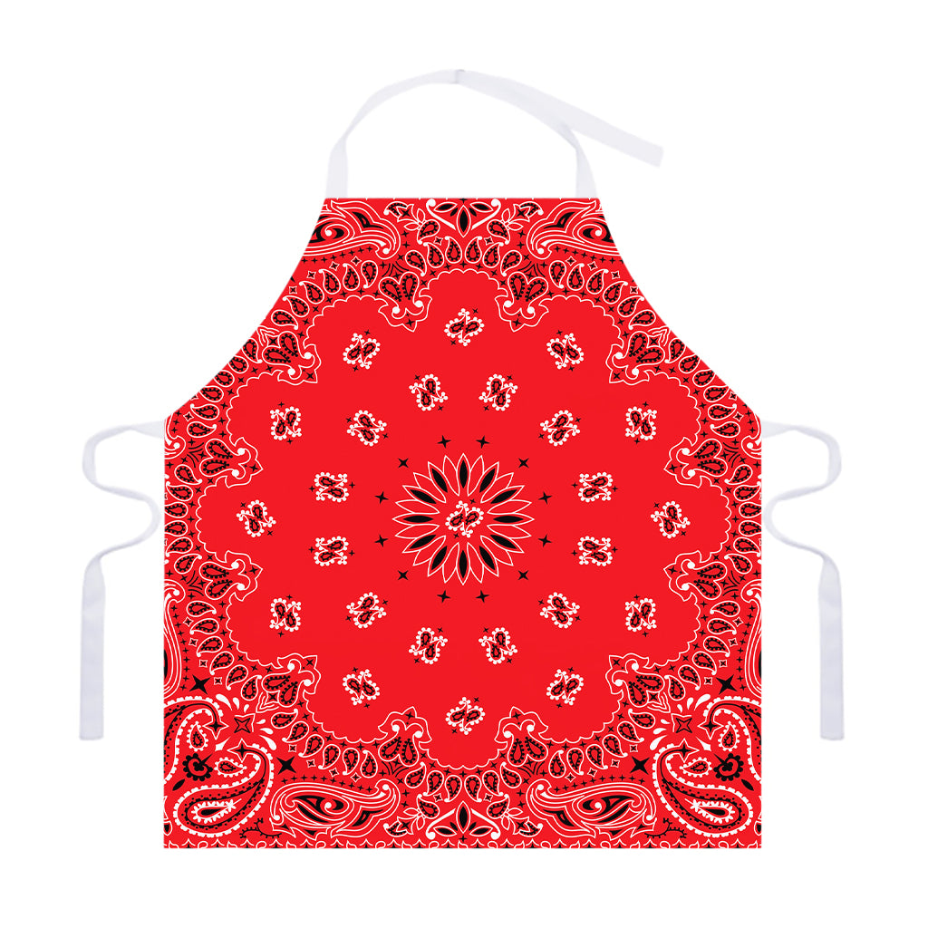 Red Black And White Bandana Print Adjustable Apron