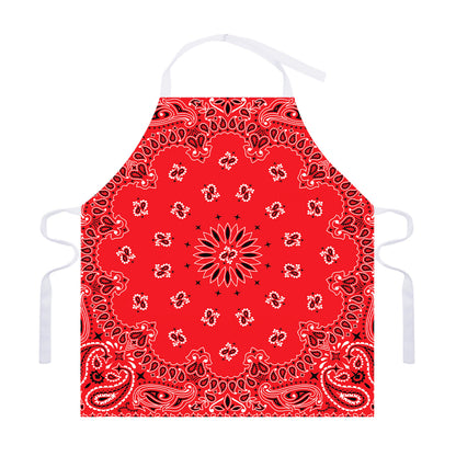 Red Black And White Bandana Print Adjustable Apron