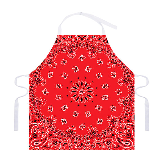Red Black And White Bandana Print Adjustable Apron