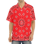 Red Black And White Bandana Print Aloha Shirt