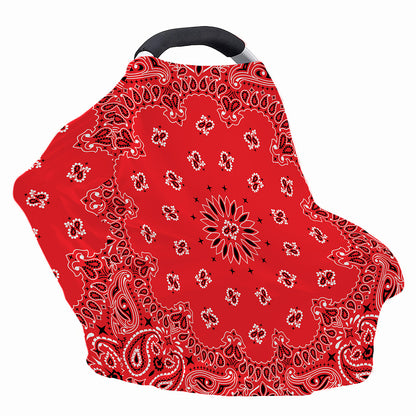 Red Black And White Bandana Print Baby Seat Cover