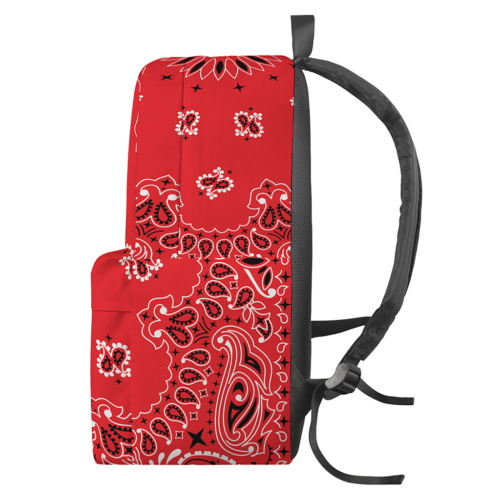 Red Black And White Bandana Print Backpack
