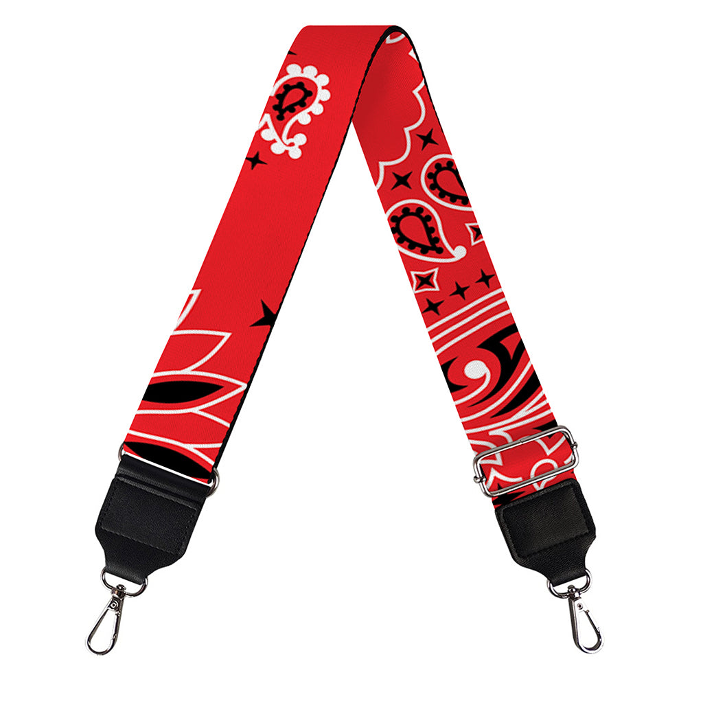 Red Black And White Bandana Print Bag Strap