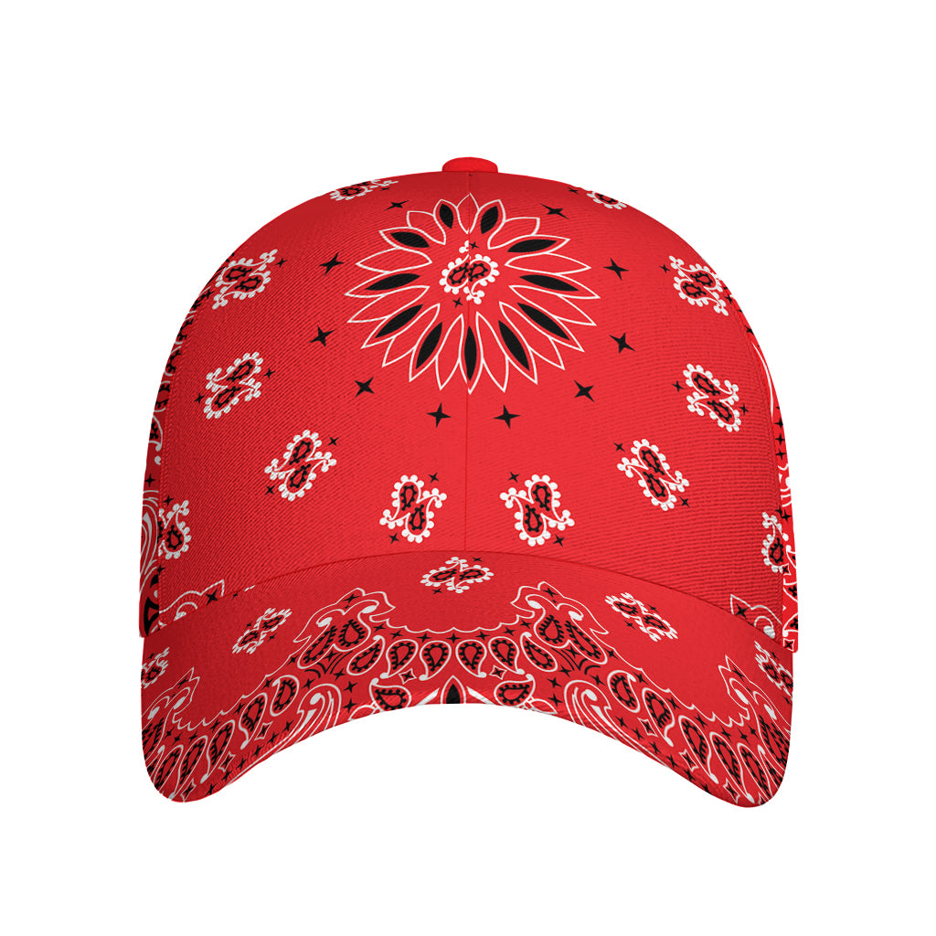 Red Black And White Bandana Print Baseball Cap