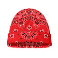 Red Black And White Bandana Print Beanie