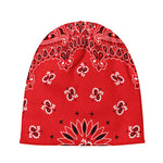 Red Black And White Bandana Print Beanie