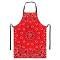 Red Black And White Bandana Print Bib Apron With Pocket