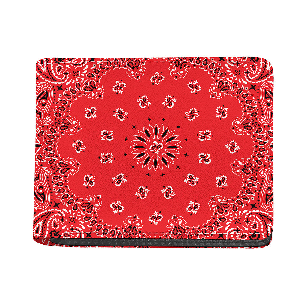 Red Black And White Bandana Print Bifold Wallet