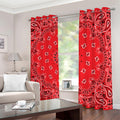 Red Black And White Bandana Print Dimout Grommet Curtains