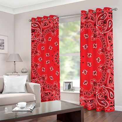 Red Black And White Bandana Print Blackout Grommet Curtains