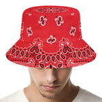 Red Black And White Bandana Print Bucket Hat