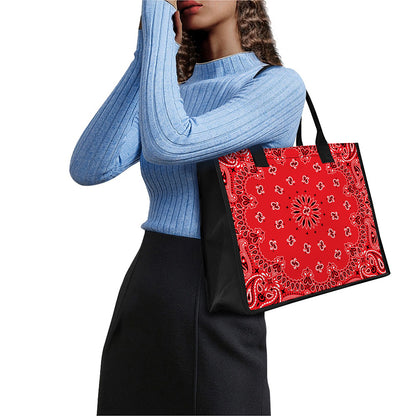 Red Black And White Bandana Print Canvas Tote Bag