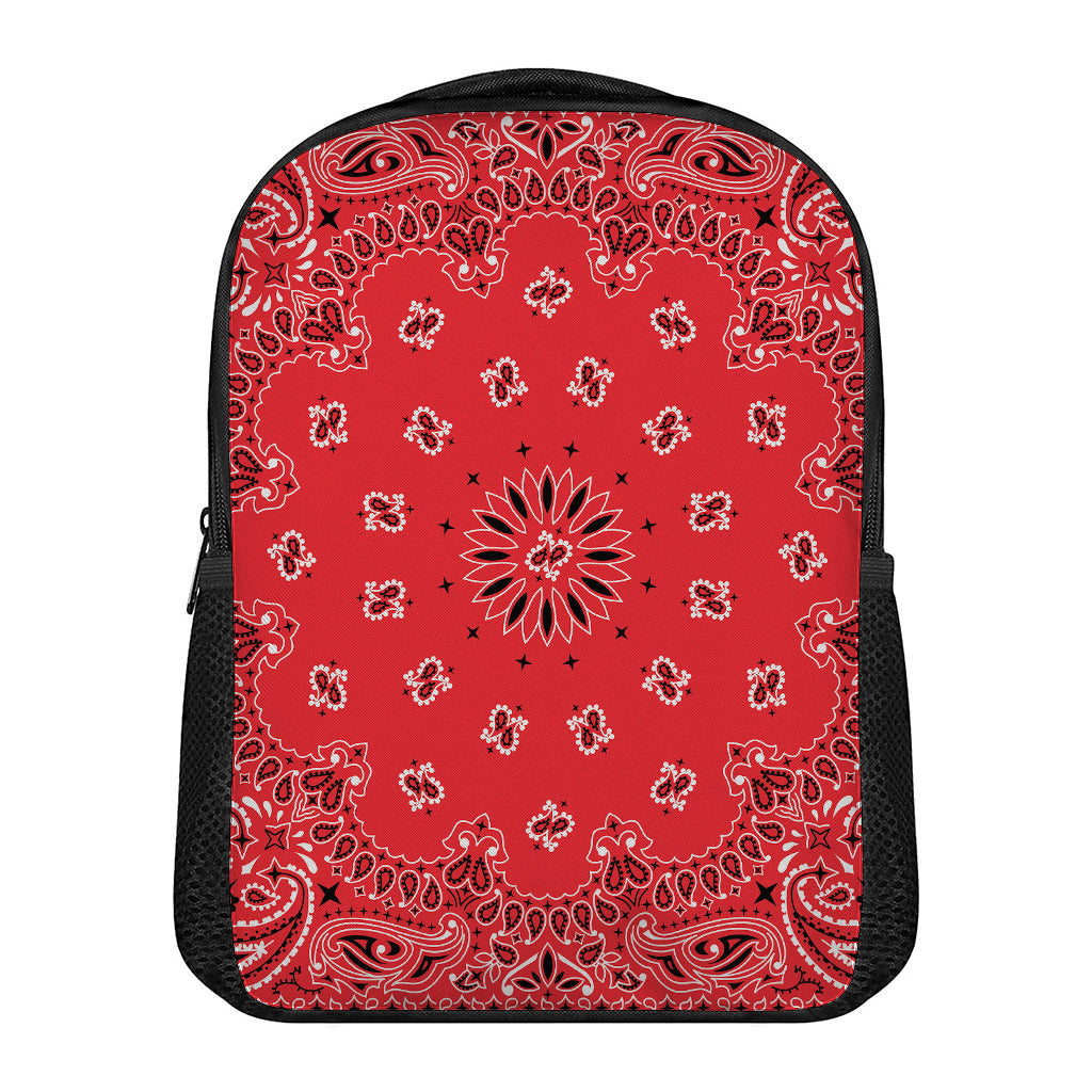 Red Black And White Bandana Print Casual Backpack
