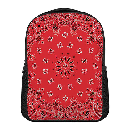 Red Black And White Bandana Print Casual Backpack