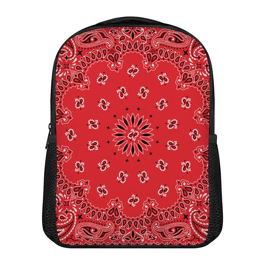Red Black And White Bandana Print Casual Backpack
