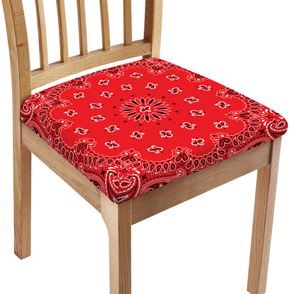 Red Black And White Bandana Print Chair Cushion Cover