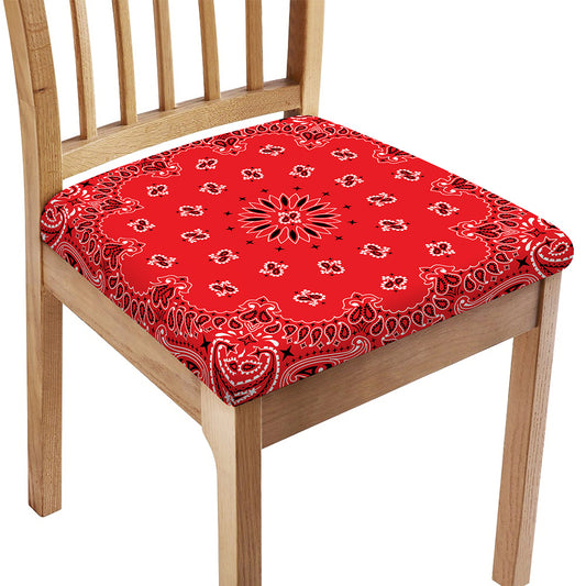 Red Black And White Bandana Print Chair Cushion Cover