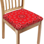 Red Black And White Bandana Print Chair Cushion Cover