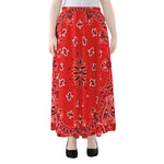 Red Black And White Bandana Print Chiffon Maxi Skirt