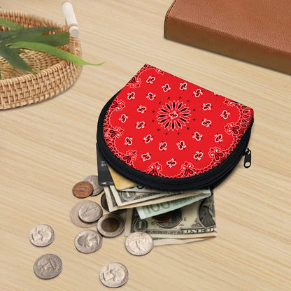 Red Black And White Bandana Print Coin Purse