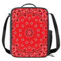 Red Black And White Bandana Print Crossbody Lunch Bag