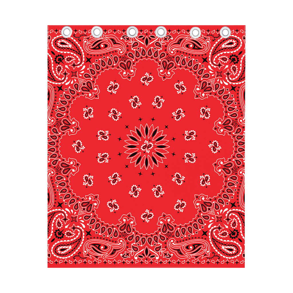 Red Black And White Bandana Print Curtain
