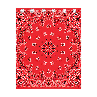 Red Black And White Bandana Print Curtain