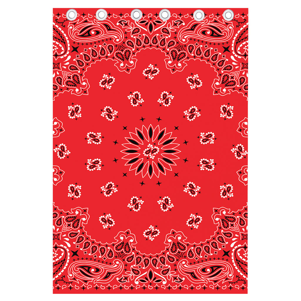 Red Black And White Bandana Print Curtain