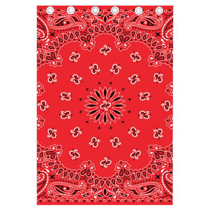 Red Black And White Bandana Print Curtain