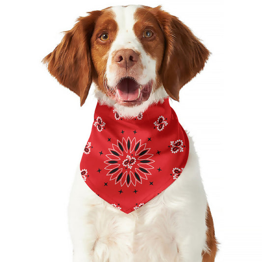 Red Black And White Bandana Print Dog Bandana