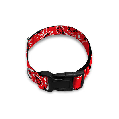 Red Black And White Bandana Print Dog Collar