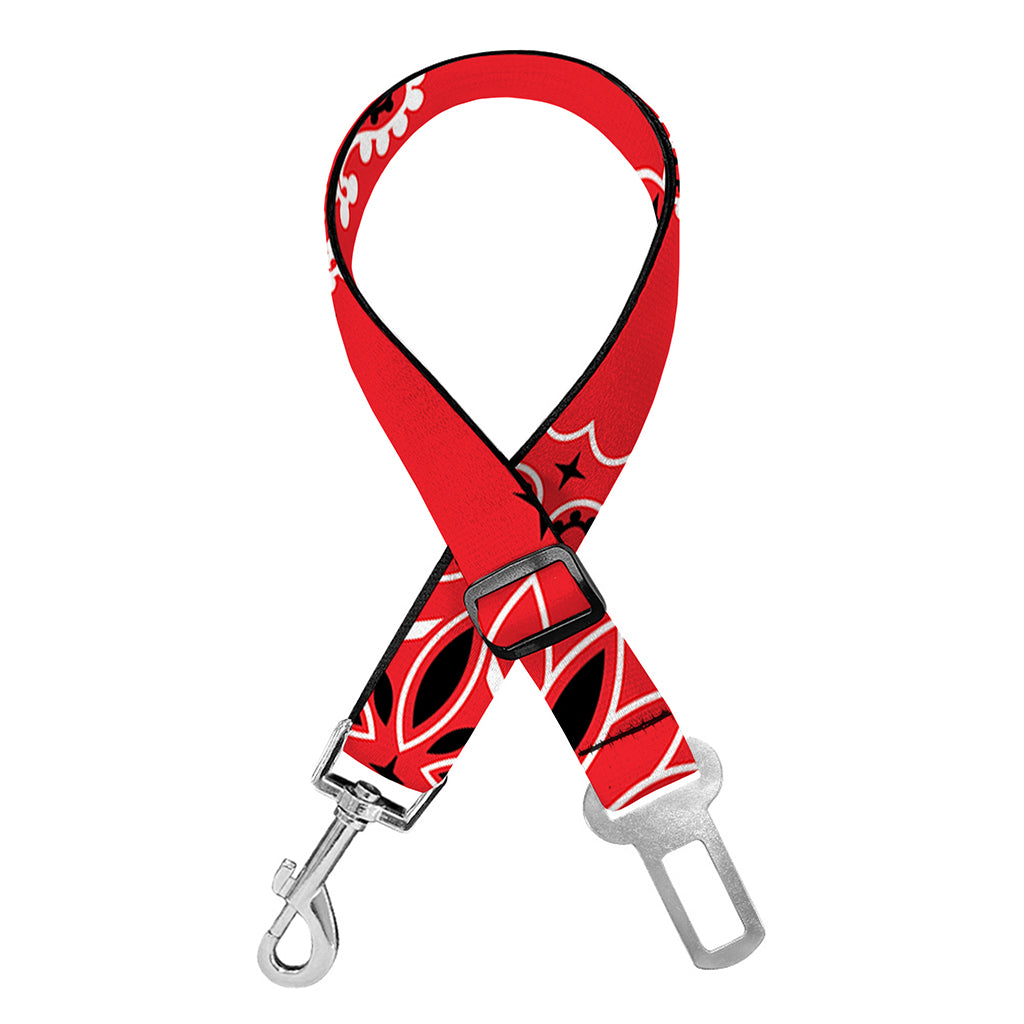 Red Black And White Bandana Print Dog Seat Belt