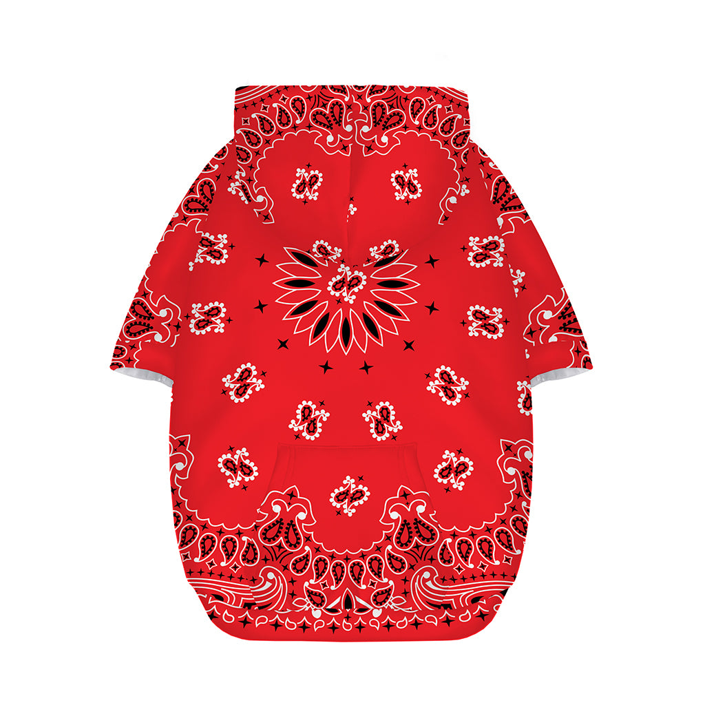 Red Black And White Bandana Print Dog Zip Up Hoodie
