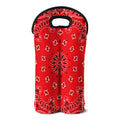 Red Black And White Bandana Print Double Neoprene Wine Tote