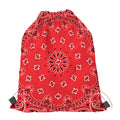 Red Black And White Bandana Print Drawstring Bag