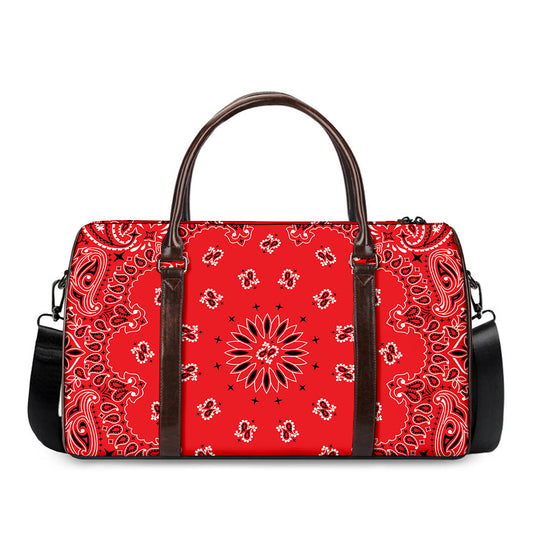 Red Black And White Bandana Print Duffle Bag