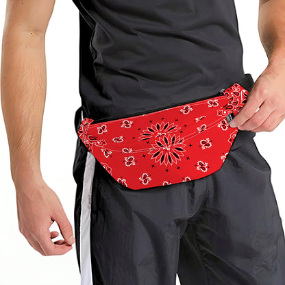 Red Black And White Bandana Print Fanny Pack