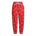 Red Black And White Bandana Print Fleece Lined Knit Pants