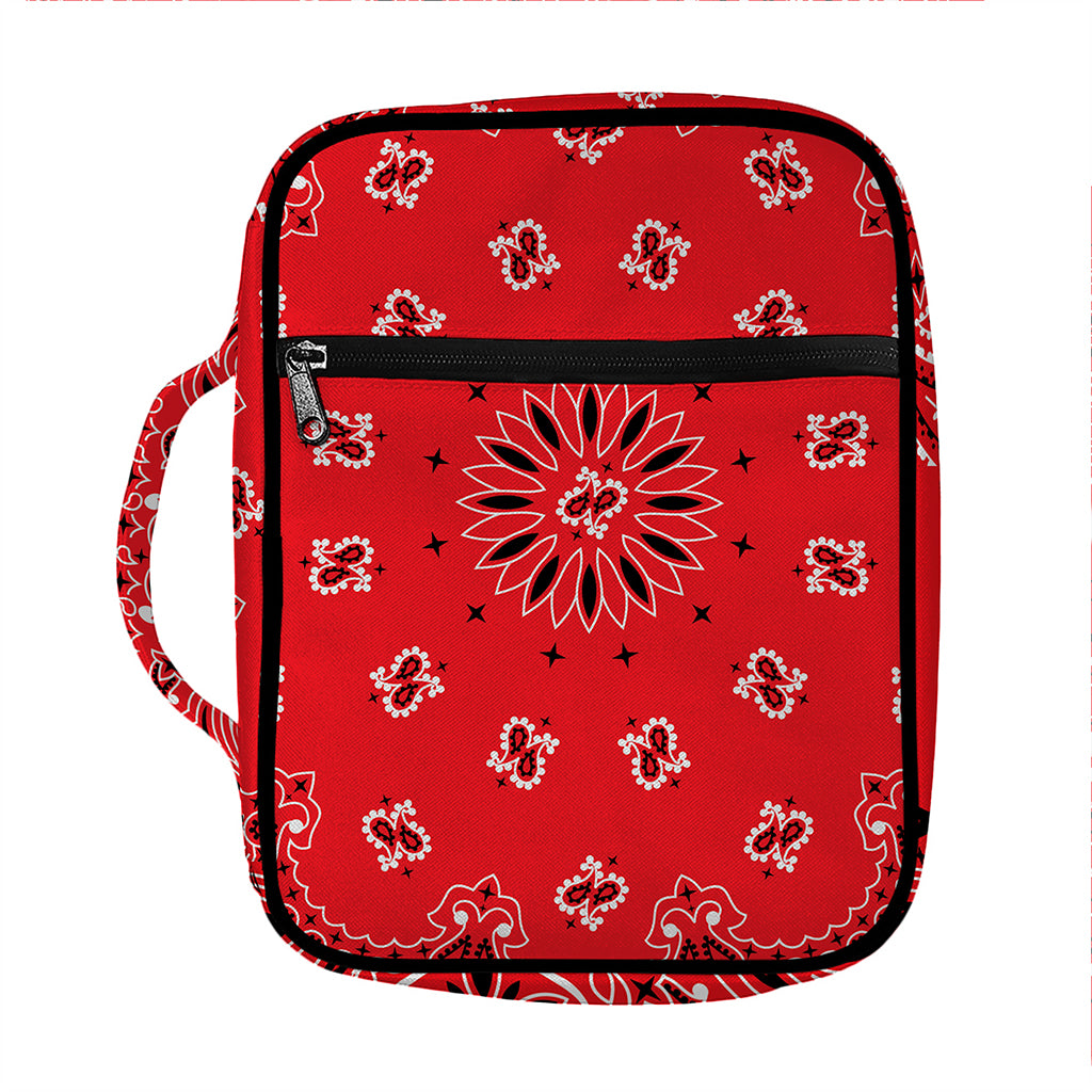 Red Black And White Bandana Print Front Pocket Bible Bag