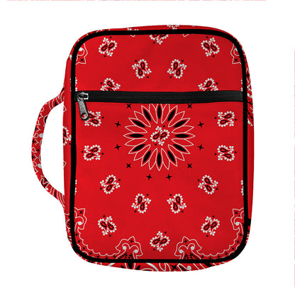 Red Black And White Bandana Print Front Pocket Bible Bag