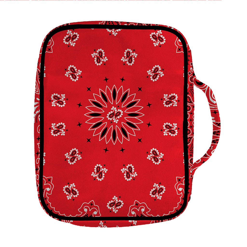 Red Black And White Bandana Print Front Pocket Bible Bag