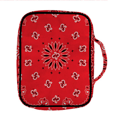 Red Black And White Bandana Print Front Pocket Bible Bag