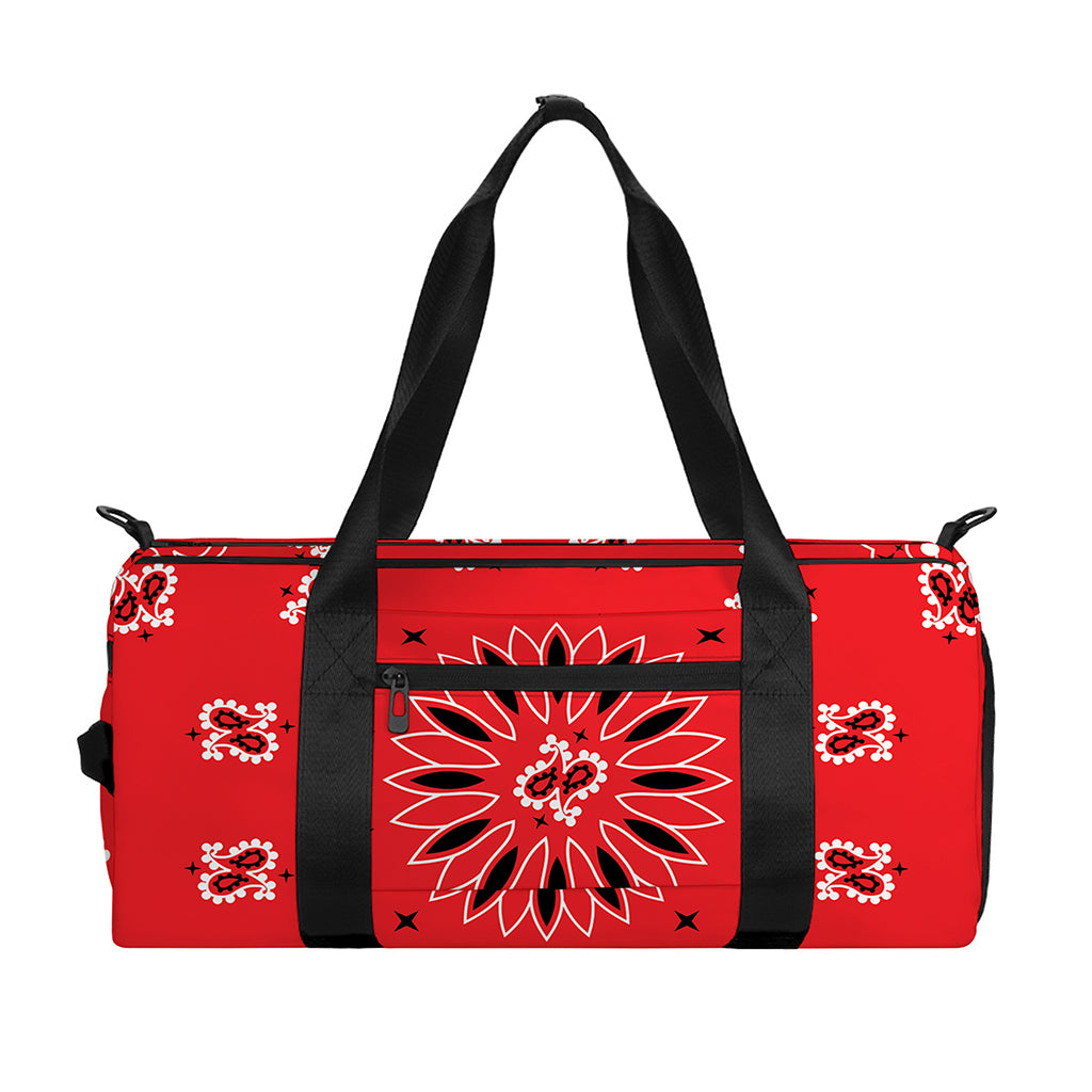 Red Black And White Bandana Print Gym Bag