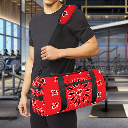 Red Black And White Bandana Print Gym Bag