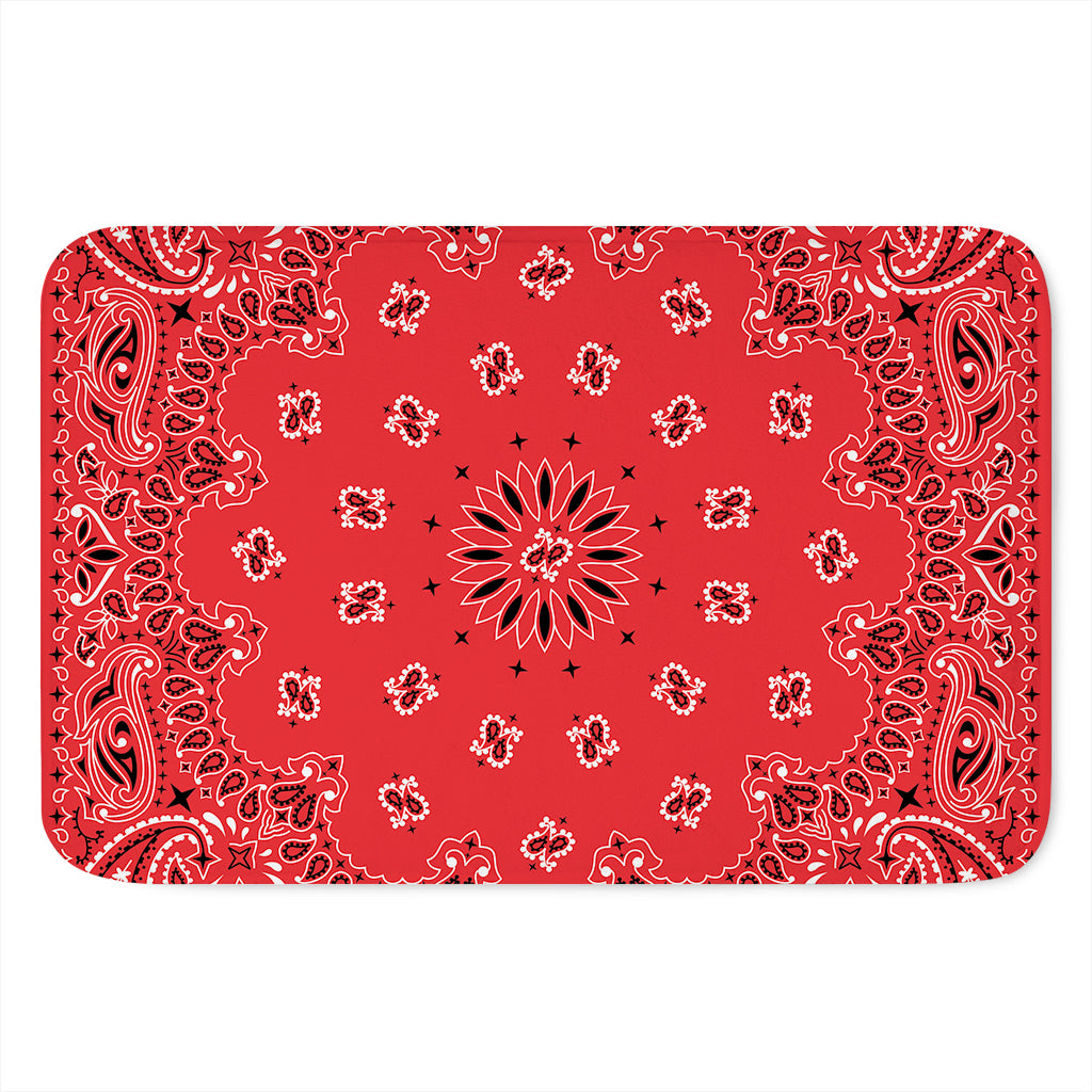 Red Black And White Bandana Print Indoor Door Mat