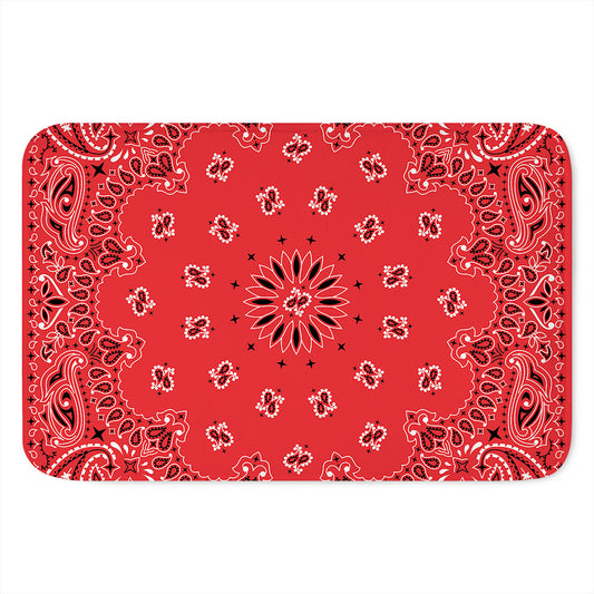 Red Black And White Bandana Print Indoor Door Mat