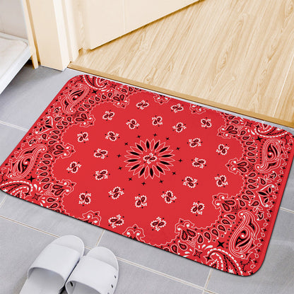 Red Black And White Bandana Print Indoor Door Mat